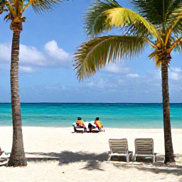 Caribbean Holidays, Cheap Cuba October, Relaxed white-sand beach with turquoise water, palm trees and sun loungers at Varadero, Cuba