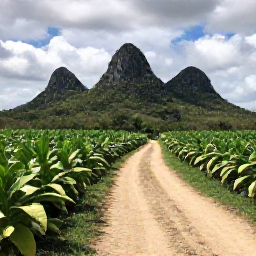 Caribbean Holidays, Cheap Cuba September, Cuban countryside near Vi&ntilde;ales with green tobacco fields, limestone hills and a small rural path