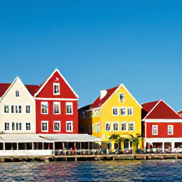 Caribbean Holidays, Cheap Cura&ccedil;ao April, Colourful Dutch colonial buildings and waterfront caf&eacute;s in Willemstad, Cura&ccedil;ao, under a sunny blue sky