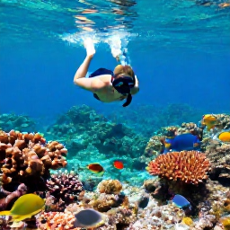 Caribbean Holidays, Cheap Cura&ccedil;ao April, Traveller snorkelling over clear shallow water above colourful coral and tropical fish at a Cura&ccedil;ao beach