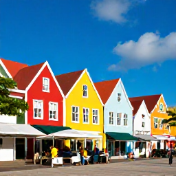 Caribbean Holidays, Cheap Cura&ccedil;ao May, Colourful Willemstad waterfront with Dutch colonial buildings, blue skies and people exploring the streets