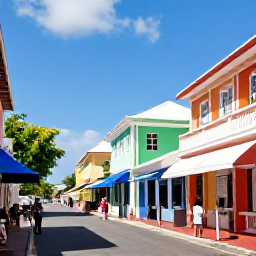 Caribbean Holidays, Cheap December Barbados, Colourful Bridgetown street scene in Barbados with historic buildings, local shops, pedestrians and tropical sunshine