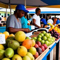 Caribbean Holidays, Cheap December Guadeloupe, Colourful Guadeloupe market in December with tropical fruit, spices, local food and friendly shoppers