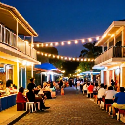 Caribbean Holidays, Cheap December Holidays, A festive Caribbean evening in Roseau, Dominica, with local food, music and warmly lit streets