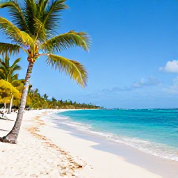 Caribbean Holidays, Cheap December Holidays, A sunlit Caribbean beach with turquoise water, palm trees and a relaxed December holiday atmosphere