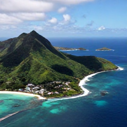 Caribbean Holidays, Cheap December Holidays, Aerial view of Saint Vincent and the Grenadines, showing green volcanic hills, turquoise sea and small Caribbean islands