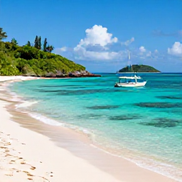 Caribbean Holidays, Cheap December Holidays, Small sailing boat approaching the Tobago Cays in the Grenadines, with white sand, coral water and green uninhabited islands