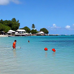 Caribbean Holidays, Cheap Dominica March, Calm Caribbean bay with snorkellers, colourful fish and a small fishing village on Dominica&rsquo;s coast