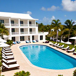 Caribbean Holidays, Cheap Dominican Holidays, Comfortable budget-friendly resort hotel in Punta Cana with swimming pool, loungers and tropical gardens