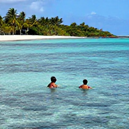 Caribbean Holidays, Cheap Family Holidays, Parents and children snorkelling together in calm Caribbean water near a colourful reef, with a tropical island in the background