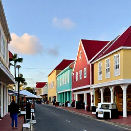 Caribbean Holidays, Cheap February Aruba, Colourful Oranjestad street in Aruba with Dutch colonial buildings, local shops, market stalls and people enjoying the afternoon