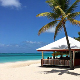 Caribbean Holidays, Cheap February Guadeloupe, Friendly affordable Guadeloupe holiday accommodation near a tropical beach, with local caf&eacute; and palm trees