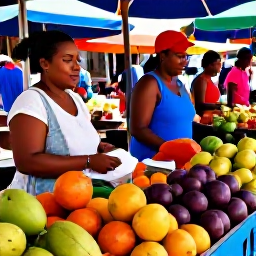 Caribbean Holidays, Cheap February Holidays, A colourful Saint Lucia market with fresh tropical fruit, spices and friendly local sellers in daylight