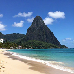 Caribbean Holidays, Cheap February Holidays, A sunny Caribbean beach in Saint Lucia during February, with calm turquoise water, green hills and a few palm trees