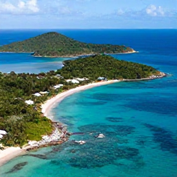 Caribbean Holidays, Cheap February Holidays, Aerial view of the British Virgin Islands with turquoise water, green islands and white sandy beaches in bright February sunshine
