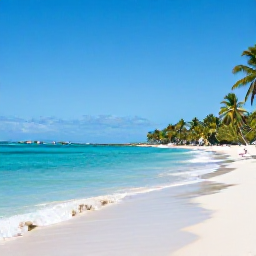 Caribbean Holidays, Cheap February Holidays, Calm shallow turquoise water and soft white sand at Grace Bay Beach, Providenciales, with palm trees and a clear February sky