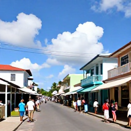 Caribbean Holidays, Cheap February Holidays, Colourful Roseau street with local market stalls, Caribbean buildings and visitors exploring