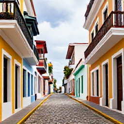 Caribbean Holidays, Cheap February Holidays, Colourful streets of Old San Juan, Puerto Rico, with historic Spanish buildings, balconies and cobbled pavement