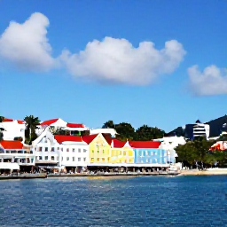 Caribbean Holidays, Cheap February Holidays, Colourful waterfront in Charlotte Amalie, St Thomas, with historic buildings, harbour views and visitors browsing local shops