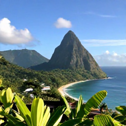 Caribbean Holidays, Cheap February Holidays, The Pitons rising above Saint Lucia&rsquo;s lush coastline, viewed from a scenic lookout on a clear February morning