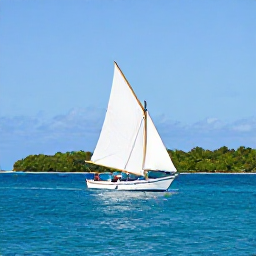 Caribbean Holidays, Cheap February Holidays, Traditional sailing boat crossing bright blue Caribbean water between green Grenadine islands