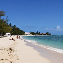 Caribbean Holidays, Cheap February Holidays, Visitors relaxing on a beautiful Caribbean beach near Grand Case, with calm blue water and low-key local surroundings