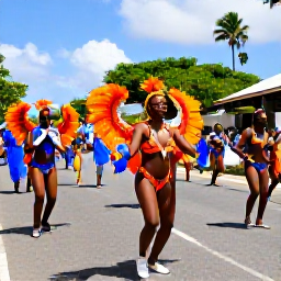 Caribbean Holidays, Cheap February Martinique, A colourful Martinique carnival parade in Fort-de-France, featuring dancers, musicians and vibrant costumes in a sunny street