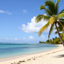 Caribbean Holidays, Cheap February Martinique, A sunny Martinique beach in February, with calm turquoise water, palm trees and a relaxed Caribbean atmosphere