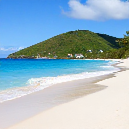 Caribbean Holidays, Cheap February Martinique, An uncrowded Martinique beach with white sand, clear blue sea and green hills in the background