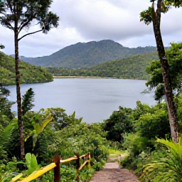 Caribbean Holidays, Cheap Grenada Holidays, Lush Grand Etang National Park in Grenada with rainforest trees, a crater lake, walking trail and tropical mountain scenery