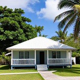 Caribbean Holidays, Cheap Grenada Holidays, Simple guesthouse near the coast in Grenada, surrounded by tropical greenery, with a welcoming veranda and peaceful island setting