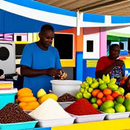 Caribbean Holidays, Cheap Grenada July, A colourful Grenada market with spices, tropical fruit, friendly local traders and bright Caribbean details