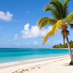 Caribbean Holidays, Cheap Guadeloupe Holidays, A sunny Guadeloupe beach with turquoise water, palm trees and a relaxed Caribbean atmosphere