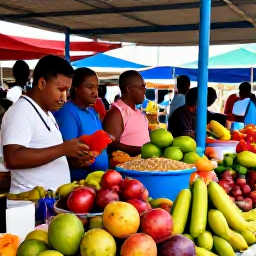 Caribbean Holidays, Cheap Guadeloupe July, A lively Guadeloupe market with tropical fruit, spices, local produce and friendly shoppers