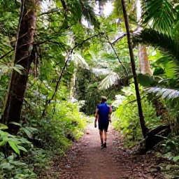 Caribbean Holidays, Cheap Guadeloupe July, A lush Guadeloupe rainforest trail leading to a tropical waterfall, with hikers surrounded by green foliage