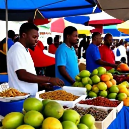 Caribbean Holidays, Cheap Guadeloupe March, Colourful market in Guadeloupe with tropical fruit, spices, local food and friendly shoppers