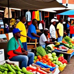 Caribbean Holidays, Cheap Haiti August, A bustling Haitian market with colourful produce, handmade crafts and friendly local traders in warm daylight
