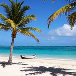 Caribbean Holidays, Cheap Haiti December, A sunny Haitian beach in December with turquoise water, palm trees and a small fishing boat near the shore