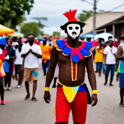 Caribbean Holidays, Cheap Haiti February, Colourful Carnival parade in Jacmel, Haiti, with masked performers, musicians and lively streets in February