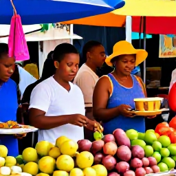 Caribbean Holidays, Cheap Haiti Holidays, A colourful Haitian market with fresh fruit, street food stalls, handmade crafts and friendly local shoppers