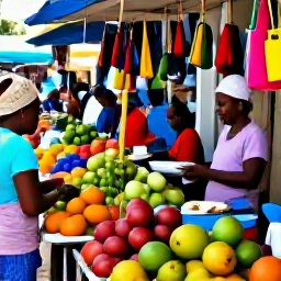 Caribbean Holidays, Cheap Haiti Holidays, Bustling Haitian market with colourful fruit stalls, handmade crafts and local shoppers