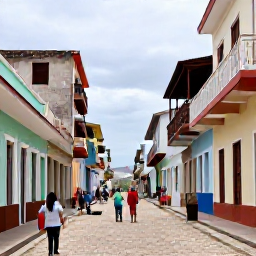 Caribbean Holidays, Cheap Haiti Holidays, Colourful Jacmel streets in Haiti with historic buildings, local art, market stalls and visitors exploring