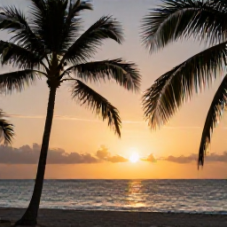 Caribbean Holidays, Cheap Haiti Holidays, Haitian sunset over the Caribbean Sea with warm light, palm silhouettes and a peaceful beach atmosphere