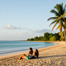 Caribbean Holidays, Cheap Haiti Holidays, Travellers relaxing on a beautiful Haitian beach under soft sunshine, with calm sea and tropical vegetation
