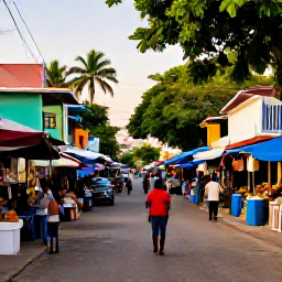 Caribbean Holidays, Cheap Haiti July, Colourful coastal street in Port-au-Prince, Haiti, with local markets, tropical greenery and warm July light