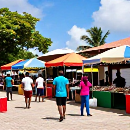Caribbean Holidays, Cheap Jamaica December, Colourful Jamaican Christmas market with local food, crafts and friendly people in a sunny town square