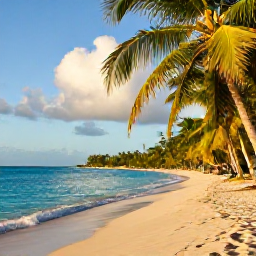 Caribbean Holidays, Cheap Jamaica Holidays, Relaxed Jamaican beach with turquoise water, golden sand and palm trees, photographed in warm natural light