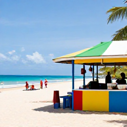 Caribbean Holidays, Cheap Jamaica Holidays, Travellers enjoying a sunny Jamaican beach, local market and colourful roadside food stall