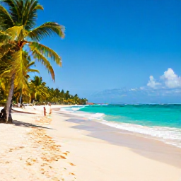 Caribbean Holidays, Cheap Jamaica October, A relaxed Jamaican beach in October with turquoise water, palm trees, soft golden sand and a few holidaymakers