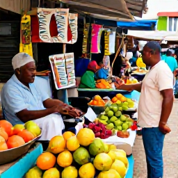 Caribbean Holidays, Cheap Jamaica October, Jamaican market street with fresh tropical fruit, colourful crafts and friendly local traders